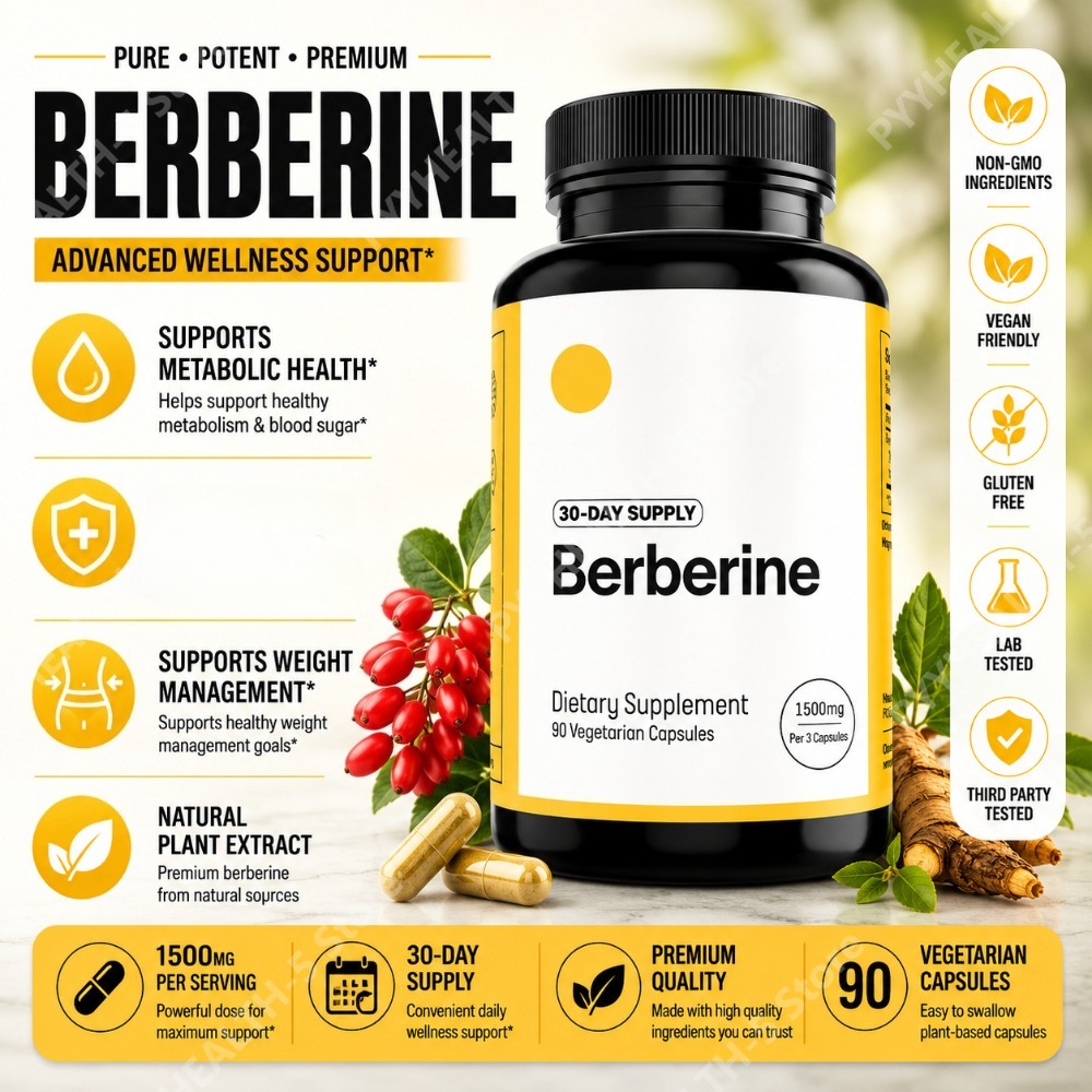 Berberine Hcl Capsule - 베르베린 HCl 보충제 500mg 캡슐당 90개