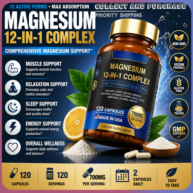 비유전자변형 마그네슘 복합체 700mg (12가지 활성 - Magnesium Glycinate Capsule 리뷰 및 가격
