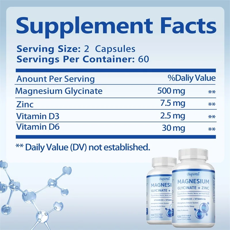 마그네슘 글리시네이트 + 아연 보충제 - 높은 흡수율, - Magnesium Glycinate Capsule 리뷰 및 가격